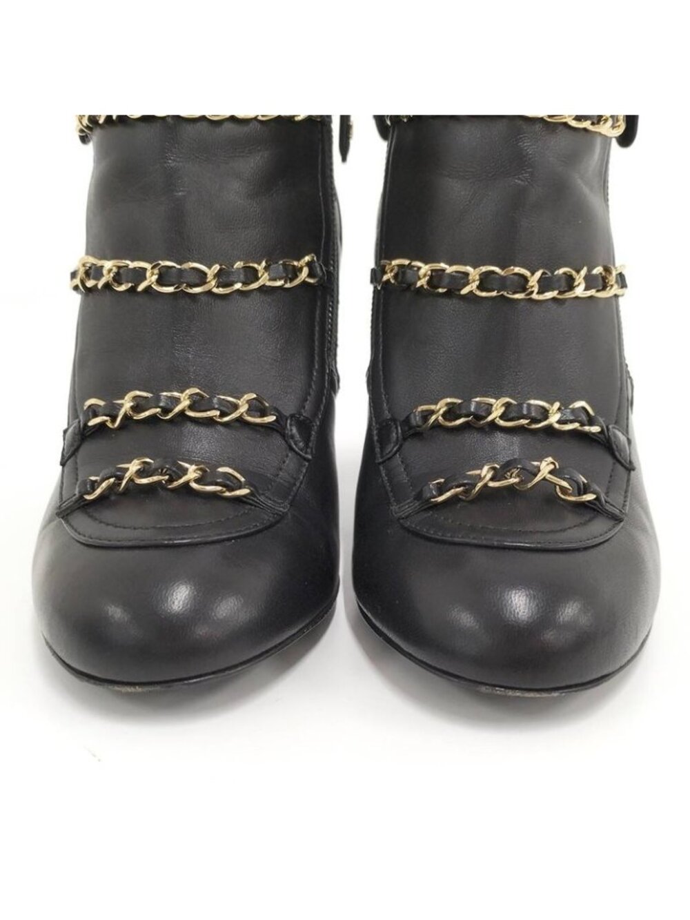 Chanel Chain Ankle Boots Leather Black Size 35 - Picture 7 of 11